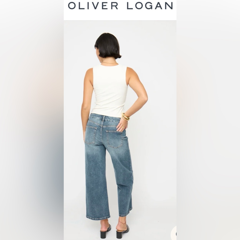Nwt Oliver Logan Addington Wide Leg Ankle Crop Jeans In Vintage Worn Size 35 — image 8 of 8